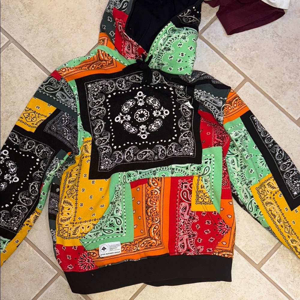 Colorful Bandana Patchwork Hoodie